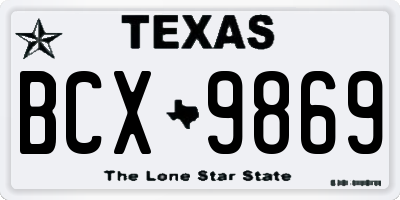 TX license plate BCX9869