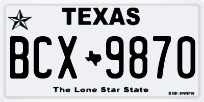 TX license plate BCX9870