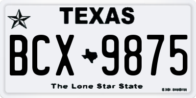 TX license plate BCX9875
