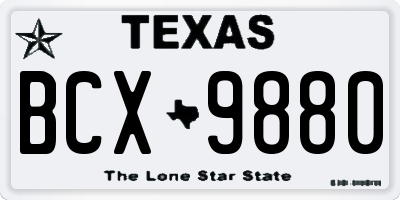 TX license plate BCX9880