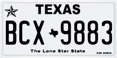 TX license plate BCX9883