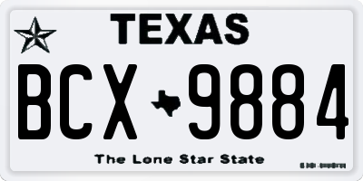 TX license plate BCX9884