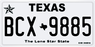 TX license plate BCX9885