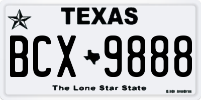 TX license plate BCX9888