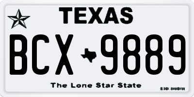 TX license plate BCX9889
