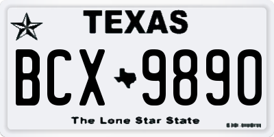 TX license plate BCX9890