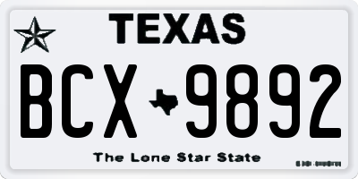 TX license plate BCX9892