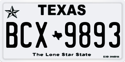 TX license plate BCX9893