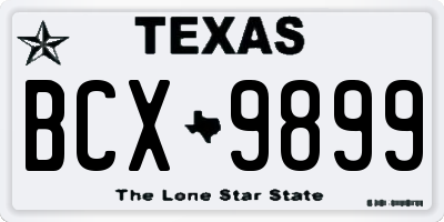 TX license plate BCX9899