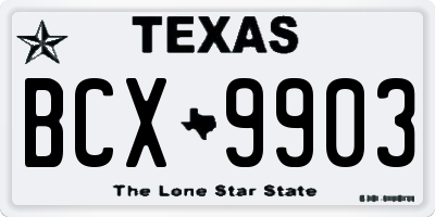 TX license plate BCX9903