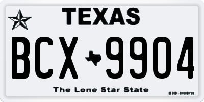 TX license plate BCX9904