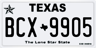 TX license plate BCX9905