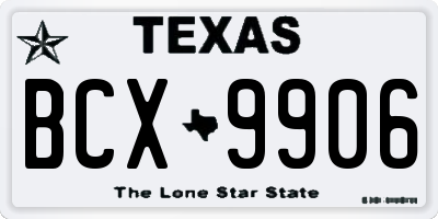 TX license plate BCX9906