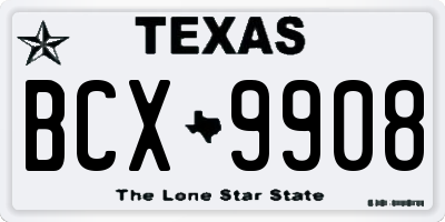 TX license plate BCX9908