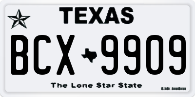 TX license plate BCX9909