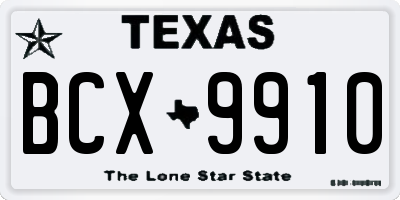 TX license plate BCX9910