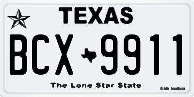 TX license plate BCX9911