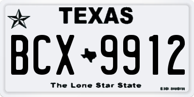 TX license plate BCX9912