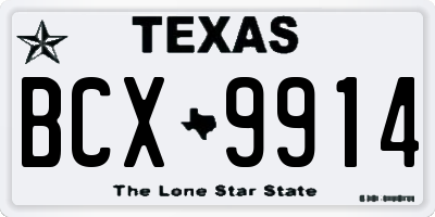 TX license plate BCX9914
