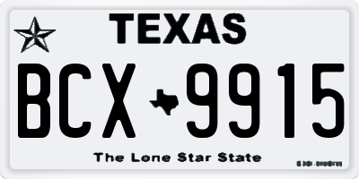 TX license plate BCX9915