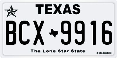 TX license plate BCX9916