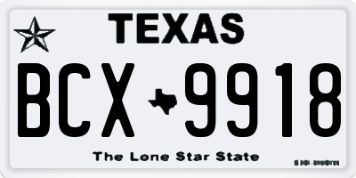 TX license plate BCX9918