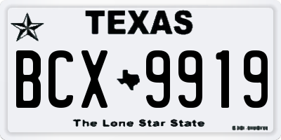 TX license plate BCX9919