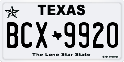 TX license plate BCX9920