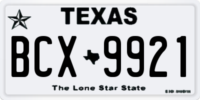 TX license plate BCX9921