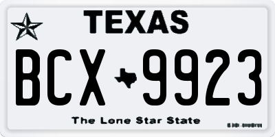 TX license plate BCX9923