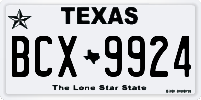 TX license plate BCX9924