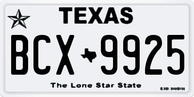 TX license plate BCX9925