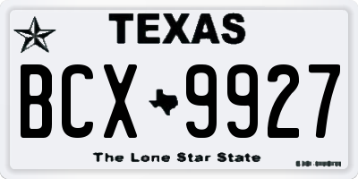 TX license plate BCX9927