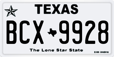 TX license plate BCX9928