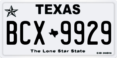 TX license plate BCX9929