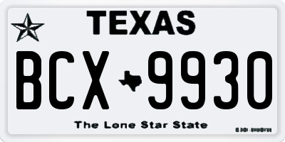 TX license plate BCX9930