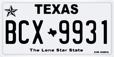 TX license plate BCX9931