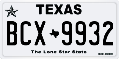 TX license plate BCX9932