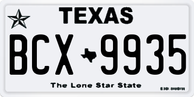 TX license plate BCX9935