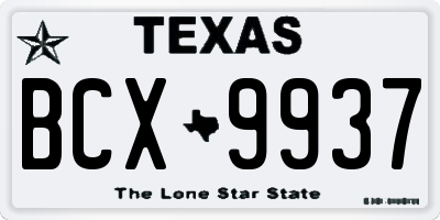 TX license plate BCX9937
