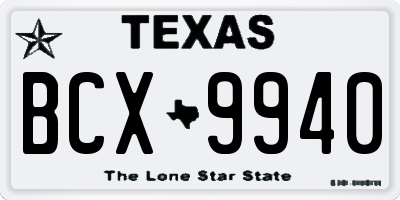 TX license plate BCX9940
