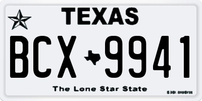 TX license plate BCX9941
