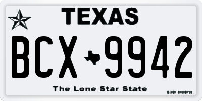 TX license plate BCX9942