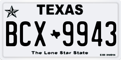 TX license plate BCX9943