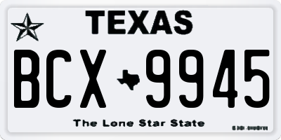 TX license plate BCX9945