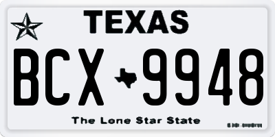 TX license plate BCX9948