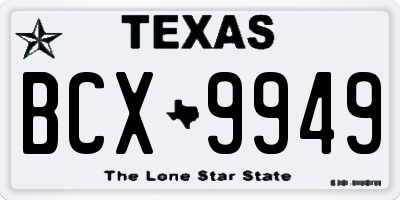 TX license plate BCX9949