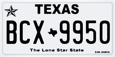TX license plate BCX9950