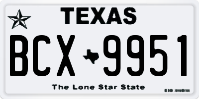TX license plate BCX9951