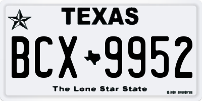 TX license plate BCX9952